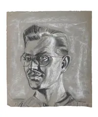 Study of a gentleman wearing glasses by Eric Kennington, Charcoal and chalk, offered Jul 2025