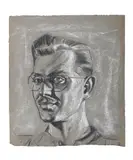 Study of a gentleman wearing glasses by Eric Kennington, Charcoal and chalk, offered Jul 2025