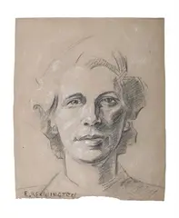 Study of a lady by Eric Kennington, Charcoal and chalk, offered Jul 2025