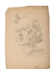 Study of a lady wearing glasses by Eric Kennington, Pencil and chalk, offered Jul 2025