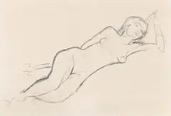 Reclining nude by Edward Wolfe, Pencil, offered Jul 2025