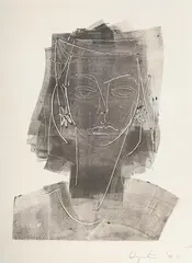 Untitled (portrait of jacque moran) by Bryan Wynter, Monoprint, offered Jul 2025
