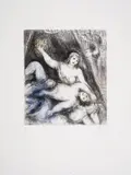 Samson and Delilah by Marc Chagall, Etching heightened with watercolour, offered Jul 2025