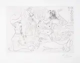 Reclining Man in Turban and Belly Dancer by Pablo Picasso, Etching with drypoint, offered Jul 2025