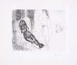 17th century Man's Head Viewing Two Women by Pablo Picasso, Etching, offered Jul 2025