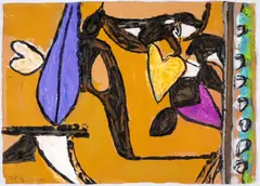 Cinnabar by Gillian Ayres, Etching with carborundum printed in colours, extensively hand-coloured in acrylic, offered Jul 2025
