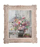 A summer bouquet - cheyne walk by Emily Beatrice Bland, Oil on board, offered Jun 2025