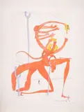 Figure rouge avec portrait de Quevedo by Salvador Dalí, Etching with pochoir printed in colours, offered Jun 2025