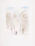 St Julien-le-Pauvre by Salvador Dalí, Drypoint extensively hand-coloured with watercolour, offered Jun 2025