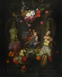 Madonna and child with st john the baptist in a cartouche by Jacob van Es, Oil on canvas, offered Jun 2025