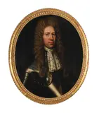 Portrait of a gentleman in armour with a jabot by John Scougal, Oil on canvas, oval, sold Jun 2025