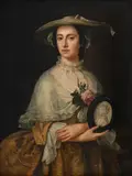 Portrait of a lady holding a miniature by Cirlce Of Joseph Highmore, Oil on canvas, sold Jun 2025