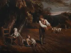 Seeding the field by Richard Westall, Oil on canvas laid to board, offered Jun 2025