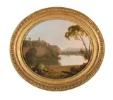 Lake nemi by Joseph Wright of Derby, Oil on canvas, oval, sold Jun 2025