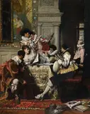 Divertissement musical by Ferdinand Roybert, Oil on canvas, sold Jun 2025