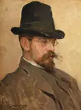 Portrait of a gentleman wearing glasses by Antoon Derkinderen, Oil on panel, sold Jun 2025