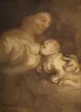 Mother and child by Eugène Carrière, Oil on canvas, sold Jun 2025