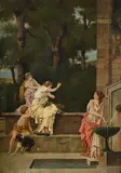 Figures playing in an antique roman setting by Ferdinand Gumsheimer, Oil on canvas, sold Jun 2025
