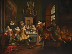 A merry melody by François Brunery, Oil on canvas, sold Jun 2025