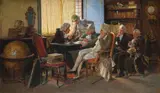 The dilettani society in rome by Augusto Daini, Oil on canvas, sold Jun 2025