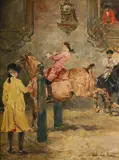 Riding school by John Lewis Brown, Oil on board, sold Jun 2025