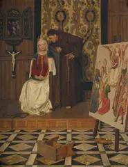 Fra filippo lippi in his studio by John Collier, Oil on canvas, sold Jun 2025