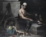 The vegetable seller by H. Exter, Oil on canvas, sold Jun 2025