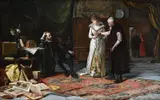 Negotiating the dowry by Jan Skramilk, Oil on canvas, sold Jun 2025