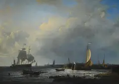 Boats at sea by Abraham Hulk Senior, Oil on canvas, sold Jun 2025