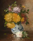 Boquet de dahlias by Gustave Léonhard de Jonghe, Oil on canvas, sold Jun 2025