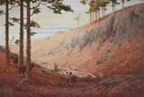 Landscape with highland cattle by Alexander Young, Oil on canvas, sold Jun 2025