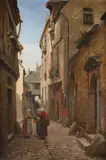 A street in le mans by Théodore David, Oil on canvas, offered Jun 2025