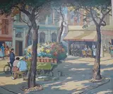 Flower Cart, Avignon by Eric Bruce McKay, oil on board, sold Apr 2026
