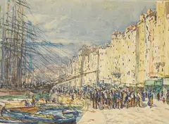 Vieux Port Marseille by Fernand Fortuné Truffaut, ink, sold Apr 2026