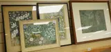 A collection of four works to include a study of a leaded window by Alfred Hoare Powell, 1953, watercolour on linen, sold Apr 2026