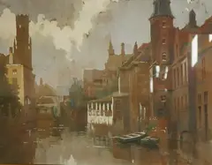Canal view by Flori van Acker, watercolour, sold Apr 2026