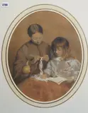 Portrait of Mrs Alfred Tidey and her son by Alfred Tidey, ink, sold Apr 2026