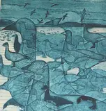 Winter Visitors by Laurie Rudling, pencil, sold Apr 2026