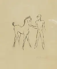Boy with Foal by Renée Sintenis, pencil, offered Apr 2026
