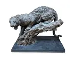 A bronzed composition leopard on a branch by William Timyn, sculpture, sold Apr 2026