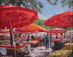 The Market Place by Roy Miller, oil on canvas, sold Apr 2026