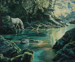 The Secret Place by Roy Miller, oil on canvas, sold Apr 2026