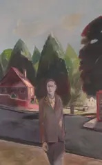 Out Walking by Harold Mockford, oil on canvas, sold Apr 2026