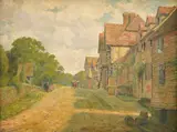 Chiddingstone street scene by William Michell Alderton, oil on canvas, sold Apr 2026
