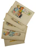 A set of six original watercolours for postcard designs by Madge Williams, pencil, sold Apr 2026