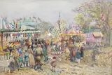 Fairground scene by Isabel Wrightson, watercolour, sold Apr 2026
