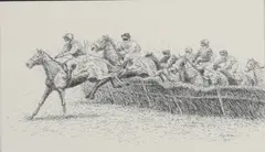 The Final Hurdle' 2017 by Roy Miller, pencil on paper, offered Apr 2026