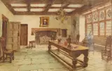 The Great Dining Room, Sulgrave Manor by Joseph Finnemore, pencil, sold Apr 2026