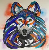 Phoenix, The Wolf by Diana Richardson, acrylic on canvas, offered Apr 2026