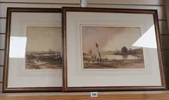 Coastal views with broached fishing boats by Richard Henry Nibbs, watercolor, offered Apr 2026